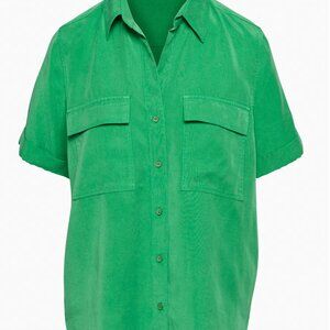 Aritzia Babaton Utility Shortsleeve Shirt in Kelly Gloss Green Size Large